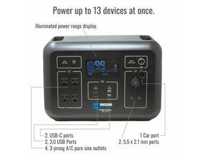 Massimo 2000-Watt Portable Power Station, Solar Generator, Battery Power Supply w/USB-C Quick Charge for CPAP Camping RV