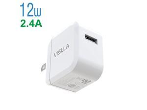 VISLLA USB charger,12W fast charger USB-A USB adapter phone charger Foldable Plug Power Adapter,Compatible with iPhone 13,12,11,XS/X/8/7/6S, iPad,Samsung Galaxy Note5/4, HTC, Moto, Pixel and More
