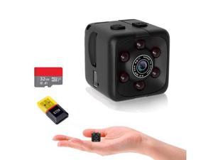 WISDUM Mini Spy Camera Include 32G Memory Card Hidden Camera HD 1080P Audio Video Recording Night Vision Motion Detection Surveillance Small Dog Camera Nanny Cam Baby Monitor Home Security Camera