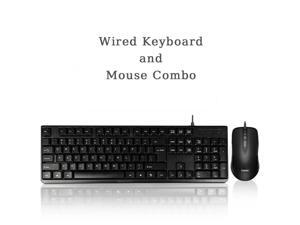 Hasee S-M11 Wired Keyboard and Mouse Combo for Windows, Optical Wired Mouse, Plug and Play, Full-Size Keyboard, Spill-Resistant, Quiet Typing, Compatible with PC, Laptop - Black