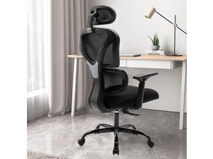 KERDOM Ergonomic Office Chair, Home Desk Chair, Comfy Breathable Mesh Task Chair, High Back Thick Cushion Computer Chair with Headrest and 3D Armrests, Adjustable Height Home Gaming Chair Black