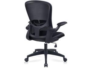 FelixKing Office Chair, Ergonomic Desk Chair with Adjustable Height, Swivel Computer Mesh Chair with Lumbar Support and Flip-up Arms, Backrest with Breathable Mesh (Black)