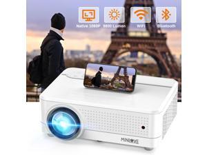 Native 1080p WiFi Bluetooth Projector, 4K Supported 450" Display 9800L, MINLOVE High Brightness Full HD Movie Projector for Business Ceiling Home Theater, for iOS/Android/TV Stick/DVD/PC/PS5/HDMI/USB