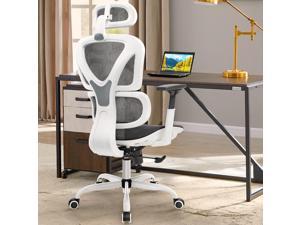 Ergonomic Office Chair, KERDOM Computer Desk Chair with Lumbar Support, High Back Breathable Mesh Chair with 3D Adjustable Armrest White