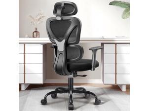 KERDOM Ergonomic Office Chair, Home Desk Chair, Comfy Breathable Mesh Task Chair, High Back Thick Cushion Computer Chair with Headrest and 3D Armrests, Adjustable Height Home Gaming Chair Black