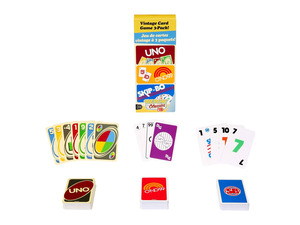 Vintage Card Games 3-Pack Set with Classic UNO, ONO 99 and Skip-Bo