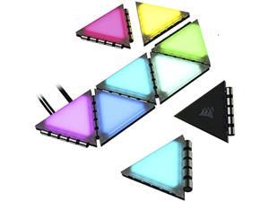 Corsair iCUE LC100 Case Accent Lighting Panels - Mini Triangle - 9X Tile Expansion Kit (81 RGB LEDs with Light Diffusion, Simple Magnetic Attachment) Clear