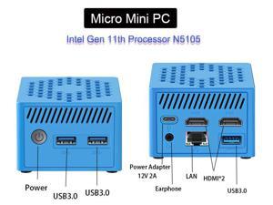 Neosmay Blue Mini PC Intel 11th Gen 10nm Celeron N5105 Upto 2.9GHz WiFi 6 Win11 pro 8GB RAM 128GB M.2  SSD Micro Desktop PC Dual Screen Display  Gigabit Ethernet Bluetooth 5.0 Intel UHD Graphics