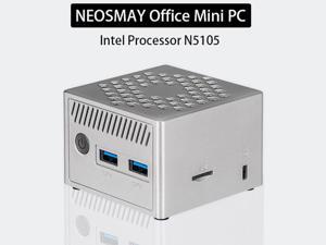 Neosmay Silver Mini PC 8GB RAM 256GB SSD Intel 11th Gen CPU N5105 Quad Core (Upto 2.9GHz) WiFi 6 WIN11 Pro Dual Screen Display Gigabit Ethernet Micro Office Computer, Auto Power On, 3 x USB3.0