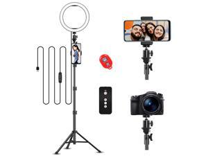 EMART 10-inch Selfie Ring Light with Adjustable Tripod Stand & Cell Phone Holder for Live Stream, YouTube Video, Dimmable LED Camera Ringlight with 3 Light Modes & 11 Brightness Levels