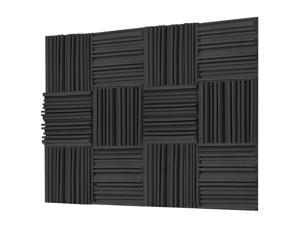 Acoustic Foam Panels, 12 Pack 2" X 12" X 12" Sound Proof Padding, Soundproof Panel, Soundproofing Pads, Noise Reducing Material for Studio Room Live streaming gaming-Charcoal Black