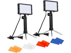 EMART 2 Packs 60 LED Continuous Portable Photography Lighting Kit for Table Top Photo Video Studio Light Lamp with Color Filters