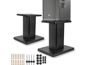 Bookshelf Speaker Stands, 12inch/31cm Small Desktop Floor Universal Wood Short Studio Monitor Stand with EVA Isolation Pads and Cable Fixing Set - Project The Sound Closer to Ear Level - Pair