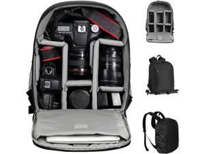 EMART Camera Backpack with Removable Compartment Camera Bag for SLR DSLR Mirrorless Camera Waterproof Camera cases for Sony Canon Nikon Tripod 13 Laptop Rain cover Black