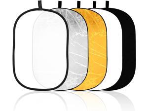 EMART 24'' x 36'' (60 x 90cm) Light Reflectors 5-in-1 Photo Collapsible Photography Reflector Large Oval Portable Collapsible Light Reflector Photography Panel for Studio Video