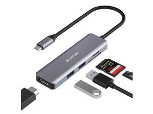 BYEASY USB C Hub 5 in 1 USB C Adapter with 4K@60HZ HDMI,SD/TF Card Reader and 2 Ports USB 3.0,for MacBook Pro 2020/2019/2018, iPad Pro 2020/2019, Pixelbook, XPS, and More (UC-238)