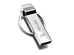 USB Flash Drive 2TB USB 3.0 2TB Thumb Drive Waterproof Memory Stick Drive with Keyring for Laptop PC Computer Data Storage(Silver)