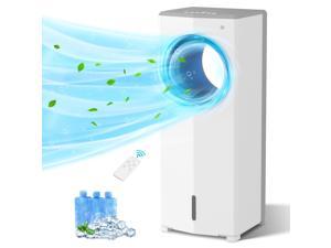 3 In 1 Evaporative Air Cooler, LifePlus Portable Bladeless Cooling Fan w/Cooling & Humidification Function, Swamp Cooler with 2 Ways Water Filling, Remote Control, 3 Wind Speed and 4 Modes