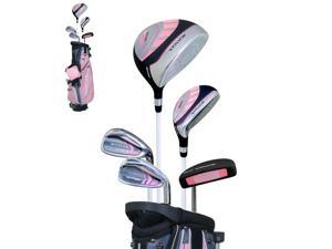 PUDO Kids Golf Clubs Set 11-13 Years Junior Golf Clubs Full Set 5-Piece Set Putter and Driver Golf Clubs and Sets With Stand Bag - Pink