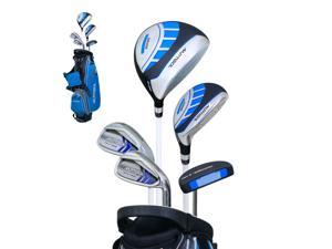 PUDO Kids Golf Clubs Set Right Handed 8-10 Years Junior Golf Clubs Putter and Driver Full Set 5-Piece Set Golf Clubs and Sets With Stand Bag - Blue