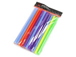 Chef Craft 25 Piece Large Diameter Plastic 9" Long Jumbo Straws Pack - Assorted Colors