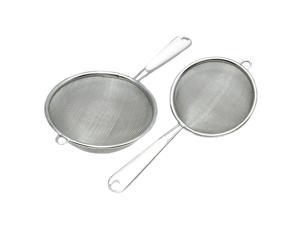Chef Craft 3" & 4" Stainless Steel Fine Mesh Food Strainer for Kitchen Set with Handle