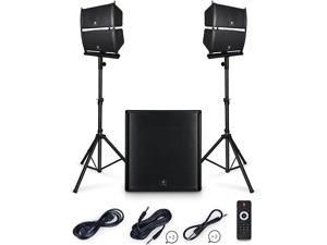 PRORECK Club 4000 18-inch 4000W P.M.P.O Stereo DJ/Powered PA Speaker System Combo Set Line Array Speaker and 18 inch Active Subwoofer with Bluetooth/USB/SD Card/Remote Control