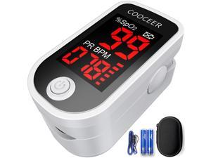 [2022] COOCEER Pulse Oximeter Finger with Pulse, Accurate Blood Oxygen Meter Finger, Anti-Sunlight 2-Way Rotate Display Finger Oxygen Monitor with Protection Case, Batteries, and Lanyard