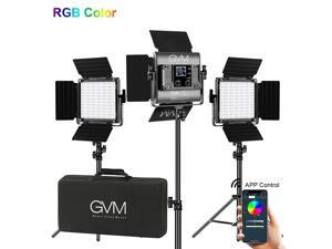 GVM RGB LED Video Lighting Kit, 800D Studio Video Lights with APP Control, Film lights Kit for YouTube Photography Lighting, 3 Packs Led Light Panel, Gaming, Conference, 8 Scene Lights, CRI 97+