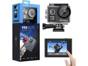 AKASO V50 Elite 4K60fps Touch Screen WiFi Action Camera Voice Control EIS Web Camera 131 feet Waterproof Camera Adjustable View Angle 8X Zoom Remote Control Sports Camera with Helmet Accessories Kit