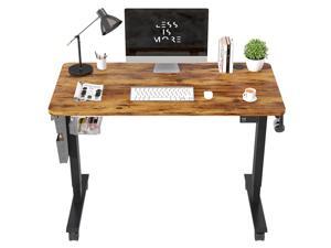 MAIDESITE Electric Standing Desk, 48 x 24 Inch Height Adjustable Desk, Splice Board Sit Stand Desk Home Office Stand Up Desk Ergonomic Desks with USB Charging Port (Black Frame and Brown Rustic Top)