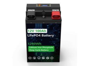 12V 100Ah LiFePO4 Battery Built-in 100A BMS Deep Cycle Lithium Battery for Marine, RV, Backup Power, Home Energy Storage, Outdoor Camping Power Support