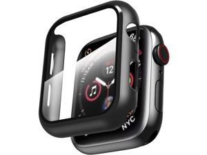 Protective Case Compatible with Apple Watch Series 6SESeries 5Series 4 with Built in Tempered Glass Screen Protector Overall Protective Hard PC Case UltraThin Cover 44mm Black