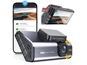 Dash Cam Front and Rear 3 Channel Inside Cabin Car Camera with 64GB U3 SD  Card 1080P Triple Dash Camera IR Night Vision Parking Moniot WDR 2 Mounting  Options 