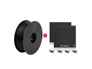 3D Printer PLA Filament 1.75mm Black and 2PCS Upgraded Tempered Glass Plate with Bed Clips