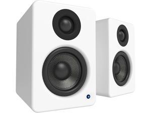 Kanto YU2 PC Gaming Desktop Speakers | 3" Composite Drivers | 3/4" Silk Dome Tweeter | Class D Amplifier | 100 Watts | Built-in USB DAC | Subwoofer Output | Pair | Matte White