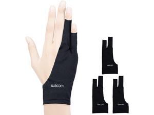 Wacom Drawing Glove, Two-Finger Artist Glove for Drawing Tablet Pen Display, 90% Recycled Material, eco-Friendly, one-Size (3 Pack)