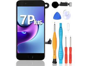 for iPhone 7 Plus Screen Replacement with Home Button Black Full Assembly LCD Display Touch igitizer with Front CameraEarpiece SpeakerProximity SensorTools for A1661 A1784 A1785