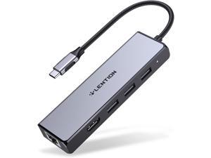 LENTION USB C Hub with Gigabit Ethernet Adapter, 4K HDMI, 3 USB 3.0 Dongle for 2022-2016 MacBook Pro 13/14/15/16, New Mac Air & Surface, Chromebook, More, Stable Driver Certified (CB-C25, Space Gray)