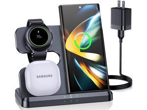 ZUBARR Wireless Charging Station for Samsung 3 in 1 Wireless Charger for Galaxy Z Flip 43 Z Fold 4 S22 S21 S20 Note20 Compatible with Samsung Watch Charger for Galaxy Watch 543 Galaxy Buds Black