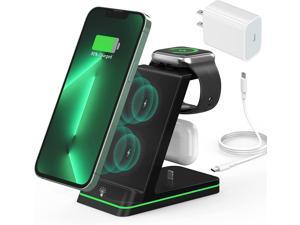 Charging Station for Apple Devices 3 in 1 Wireless Charger Stand with 20W USB C Adapter Compatible with iPhone 14 13 12 11 Pro Max 8 XS XR Fast Charging Stand Dock for Apple Watch Series  AirPods