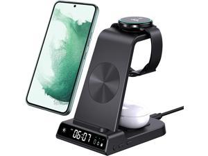 For Samsung Charging Station with Clock Samsung Wireless Charger for Samsung Z Fold 4Z Flip 4S22 UltraS22S21 Samsung Watch Charger for Galaxy Watch 5 Pro 4 3 Gear S4 Galaxy Buds 2 Pro