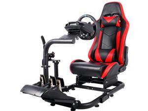 Minneer Super Driving Simulator Cockpit with Real Racing Chair forLogitech G25/G27/G29/G920 Dual-Segment Adjustable PC/Xbox/PS4 Racing Wheel Stand Frame Professional Level Steering Simulator Cockpit-R