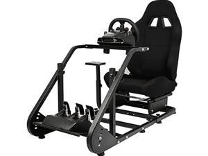 Minneer Racing Simulator Cockpit Adjustable with Blackseat Racing Wheel Stand Fits for Logitech G25 G27 G29 G920 G923 Thrustmaster Fanatec Fits for Xbox Playstation PC Platforms Wheel Pedals Not In