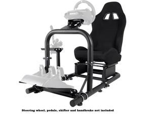 Minneer Racing Simulator Cockpit Gaming Frame with Black Seat Compatible with all Logitech G25 G27 G29 Thrustmaster T300RS TX Fanatec PC PS4 Xbox Not Included Shifter Steering Wheel Pedals