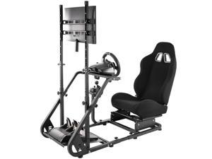 Minneer Racing Simulator Cockpit Racing Wheel Stand with Racing Seat Display Bracket fit Logitech G25 G27 G29 G920 G923 Thrustmaster Fanatec Steering Wheel Stand NO Wheel Pedals