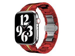 Wsirak Stainless Steel Strap Smart Watch Band For Apple Watch Series 8 7 6 5 4 3 2 1 SE Replacement Metal Wristbands 38  40  41 mm RedGold