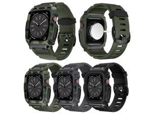 Wsirak Shockproof Smart Strap 42mm 44mm 45mm Silicon Watch Bands Sport Series Rugged Case For Apple Watch 1 2 3 4 5 6 7 8 SE