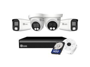 [2023 New] Elder 4K Security Camera System Color Night Vision Spotlight, 4-Camera DVR Surveillance Kit Outdoor DIY Wired 1TB HDD, Home Security Camera System