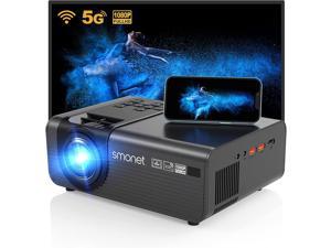 SMONET WiFi Projector, Native 1080P Projector 4K Supported 5G WiFi Bluetooth Projector 9500L Outdoor Movie Projector Home TV Mini Phone Projector for iPhone Tablet TV Stick PS5 HDMI USB DVD